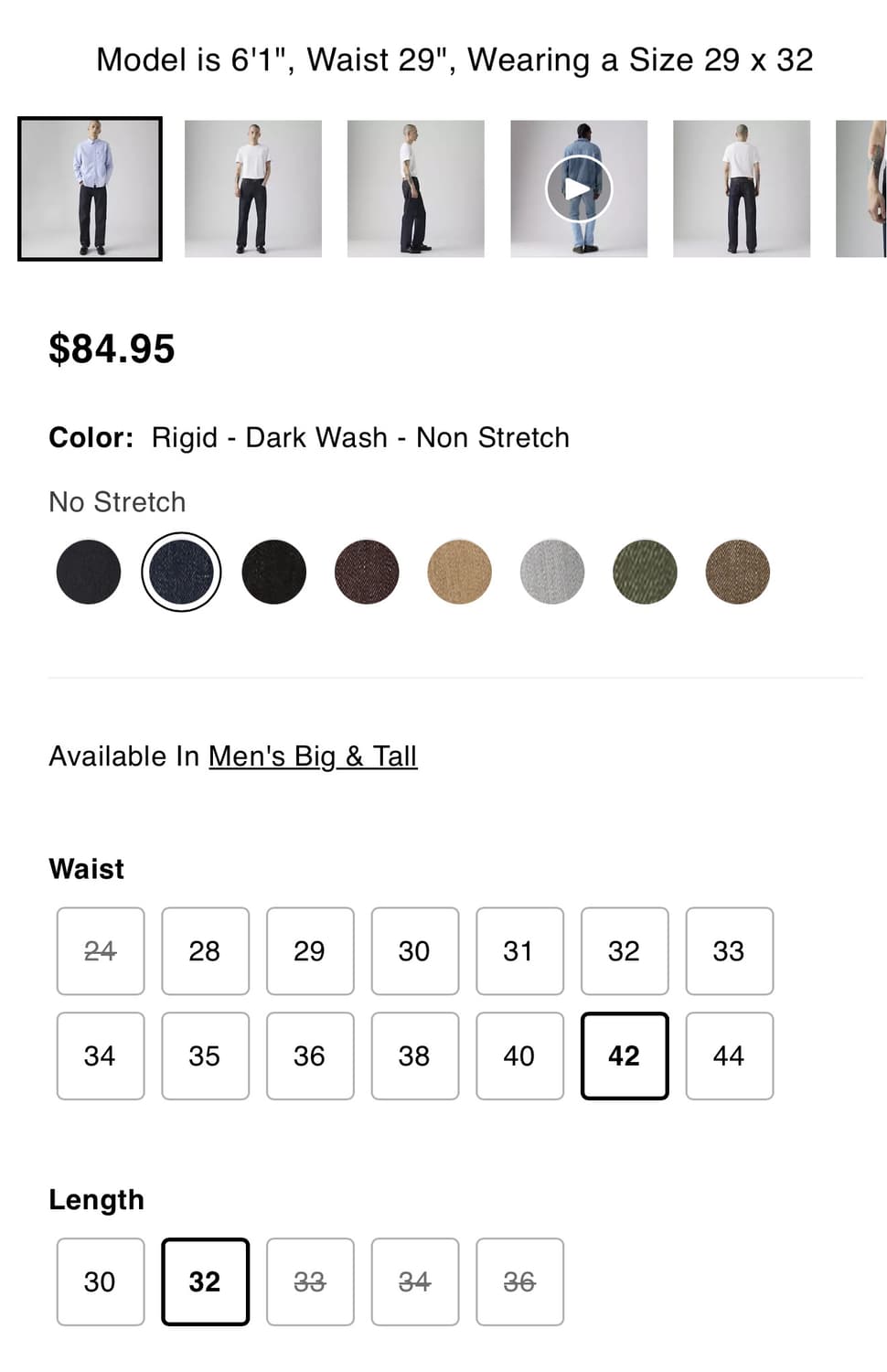 levis 501 SHRINK Rigid - Dark Wash 42x32 상품이미지4