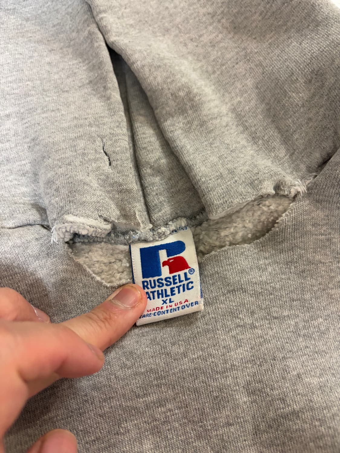 [XL] 90s 빈티지 러셀 후드 후디 그레이 russell USA 상품이미지3