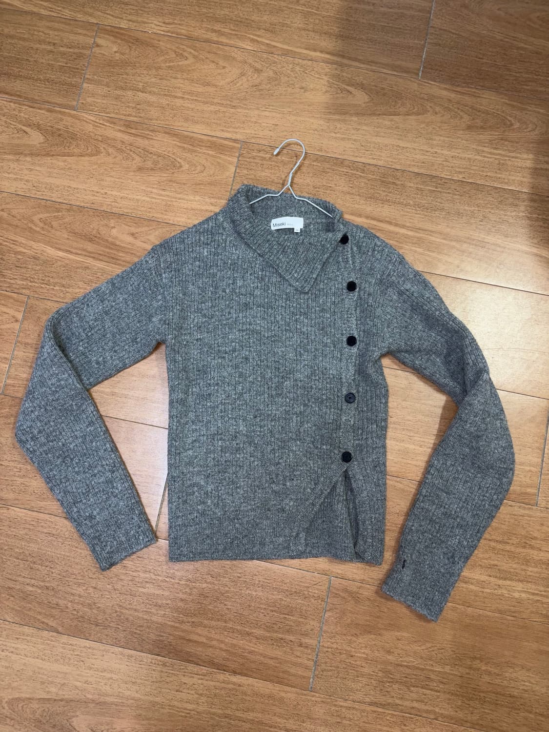 Miseki Seoul Side button knit GREY  상품이미지2