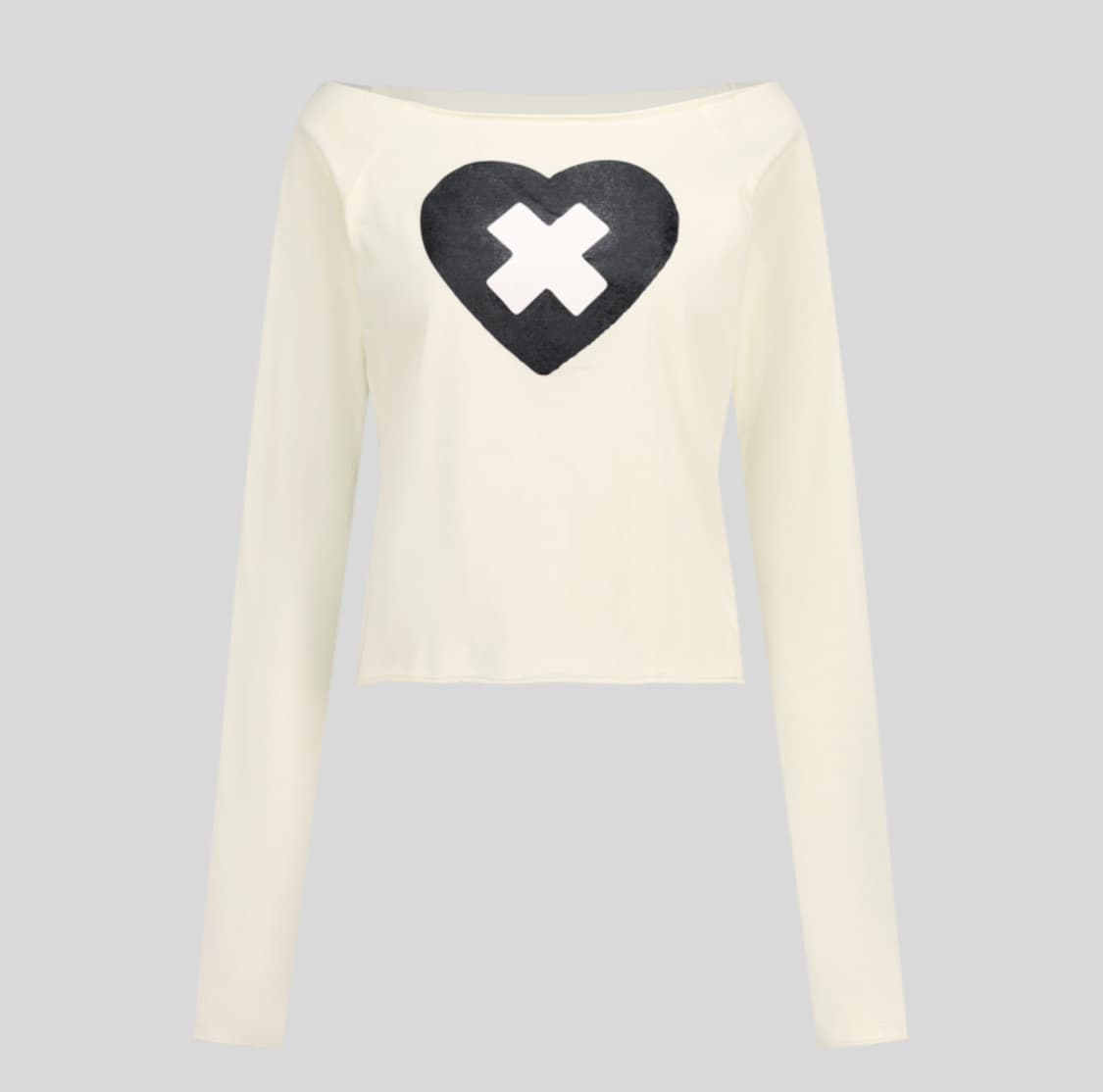 샵페어리 크로스하트 컷오프 티셔츠 크림 상품이미지1