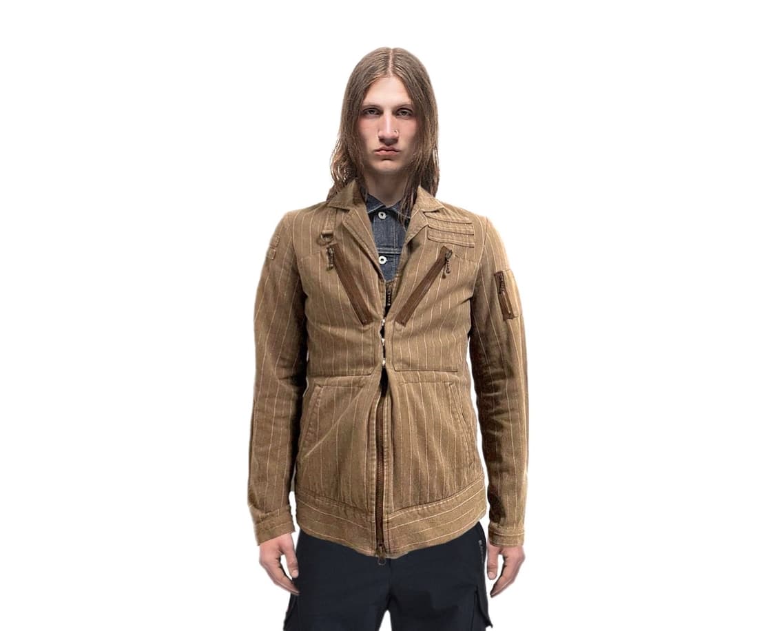 일본 브랜드 AMERICANRAG 앞판 변형 스트라이프 집업 자켓 상품이미지2