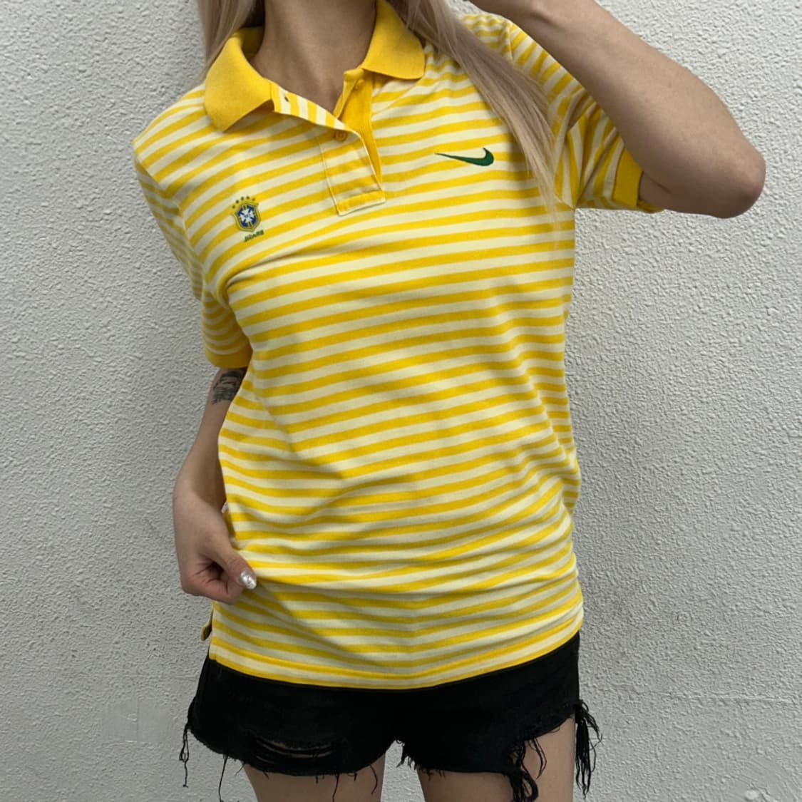 나이키 브라질 옐로우 단가라 pk반팔 S 상품이미지1
