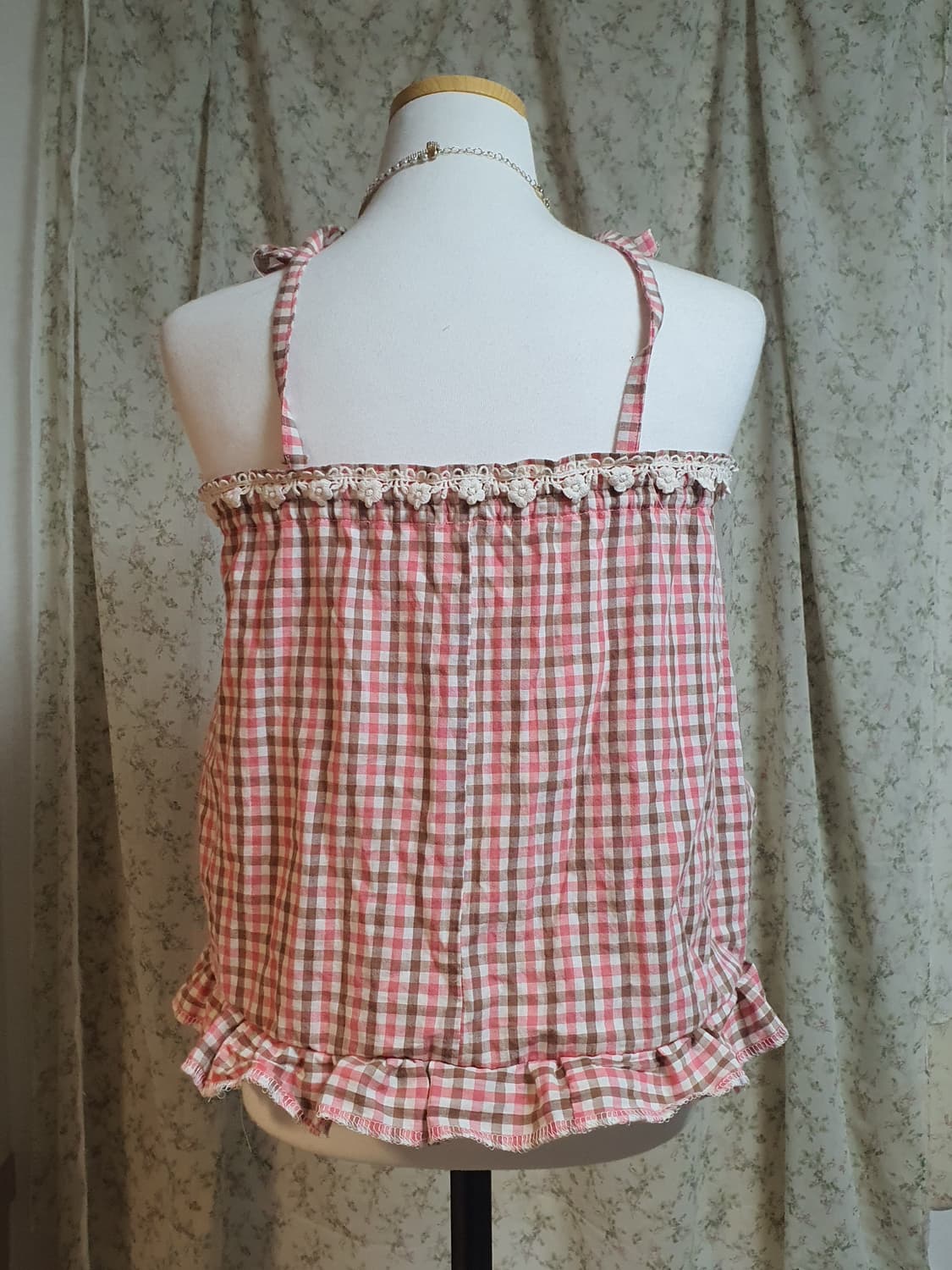 [리폼] 베이비돌탑 체크 블라우스 핑크 브라운 프릴 상품이미지4