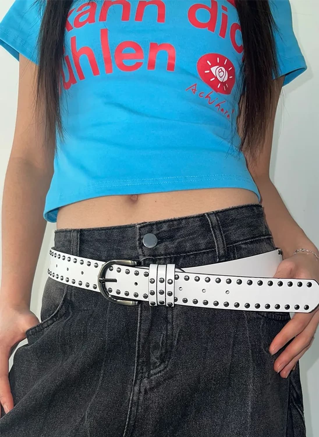 스터드 레더 벨트 y2k 상품이미지3