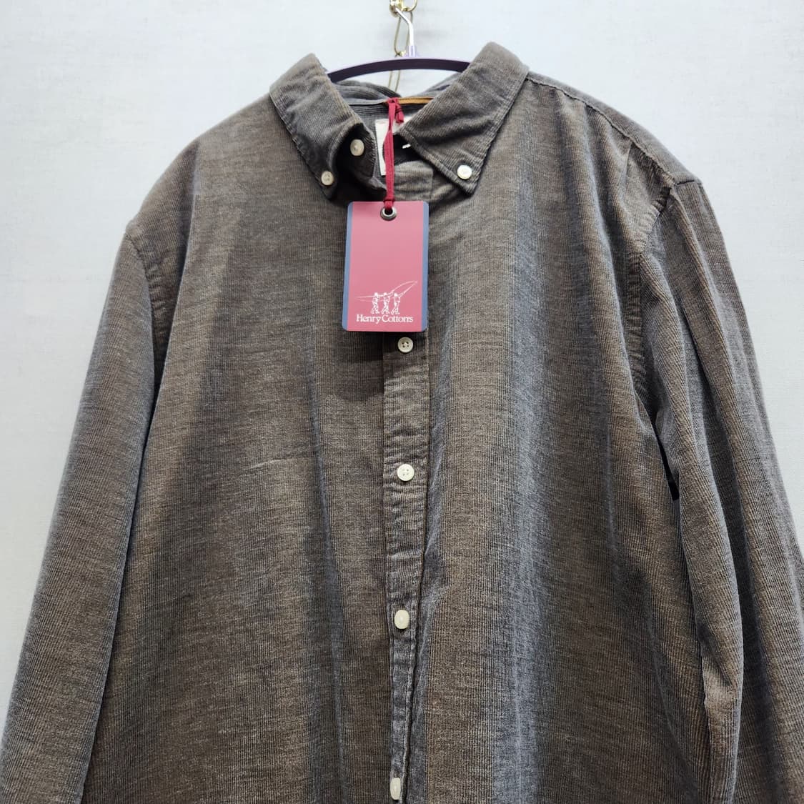 새상품 헨리코튼 코듀로이 로고자수 셔츠 100(L) 상품이미지2