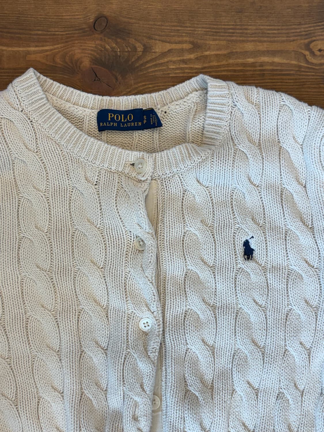 폴로 크림 꽈배기 가디건 상품이미지6