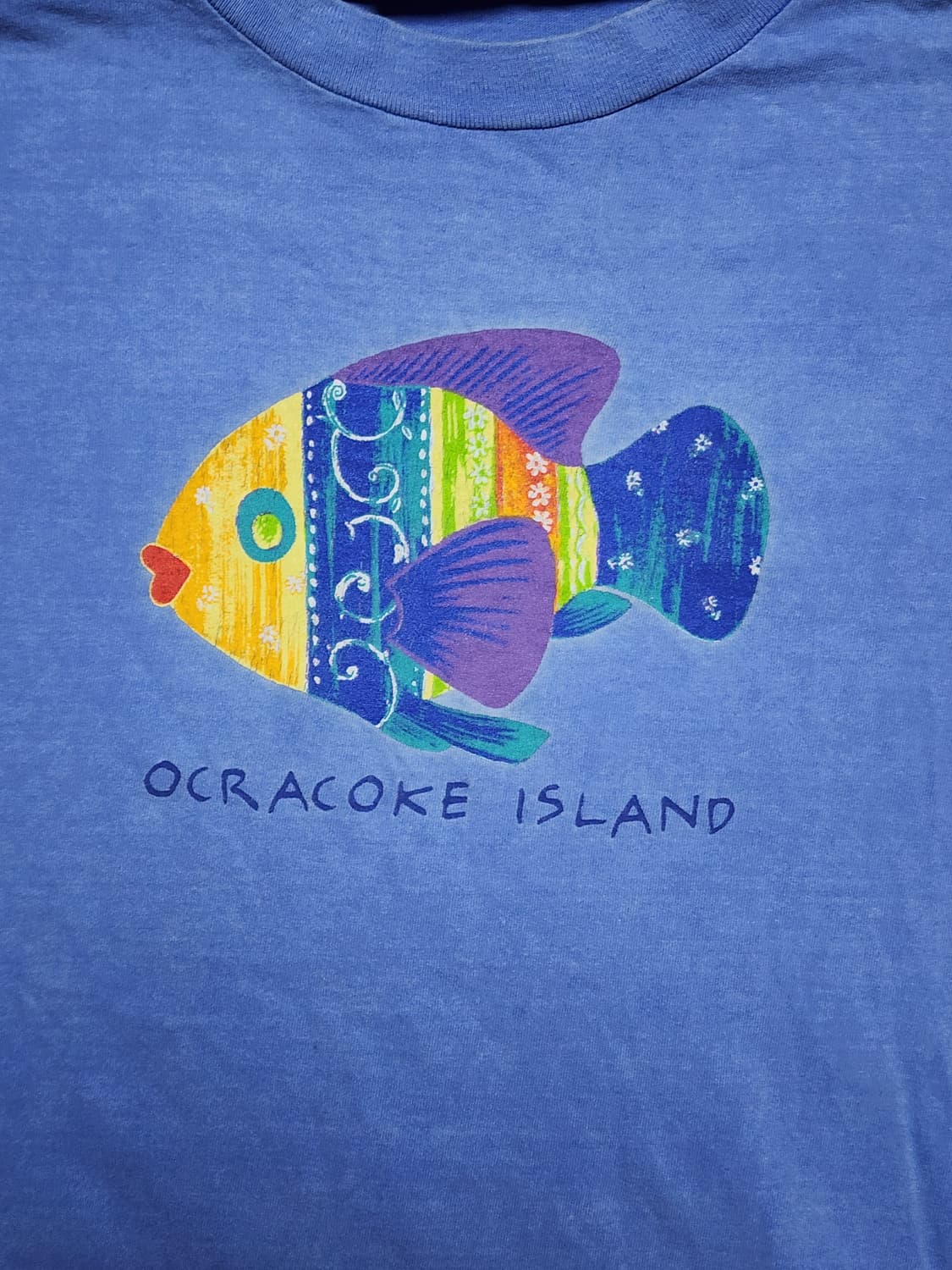 90s Ocracoke Island Fish Graphic T-shirt 상품이미지5