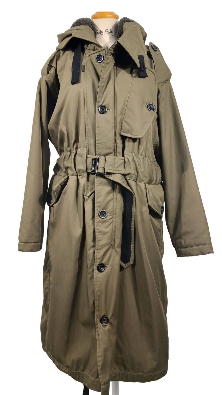 G-STAR 카키색 벨트 후드 롱 코트(S) 상품이미지1