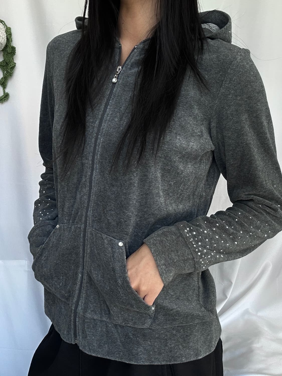 빈티지 큐빅 후리스 후드집업 상품이미지1