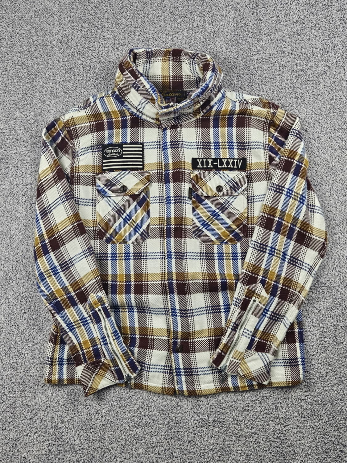 밴슨 볼륨넥 윙휠 플란넬 체크 셔츠 자켓 ( L ) / 10064 상품이미지3