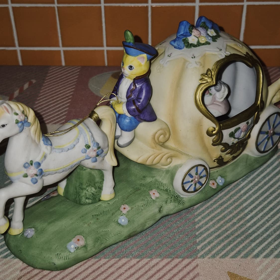 90s 미국 슈미드 마차 고양이 도자기 오르골 상품이미지7