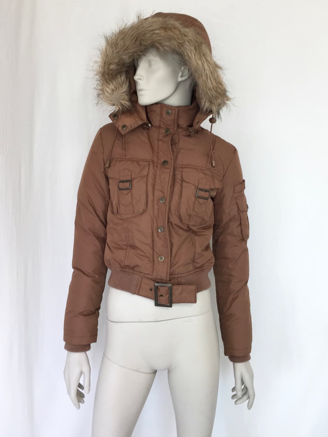 BEBE Brown hoodie puffer Jacket 상품이미지2