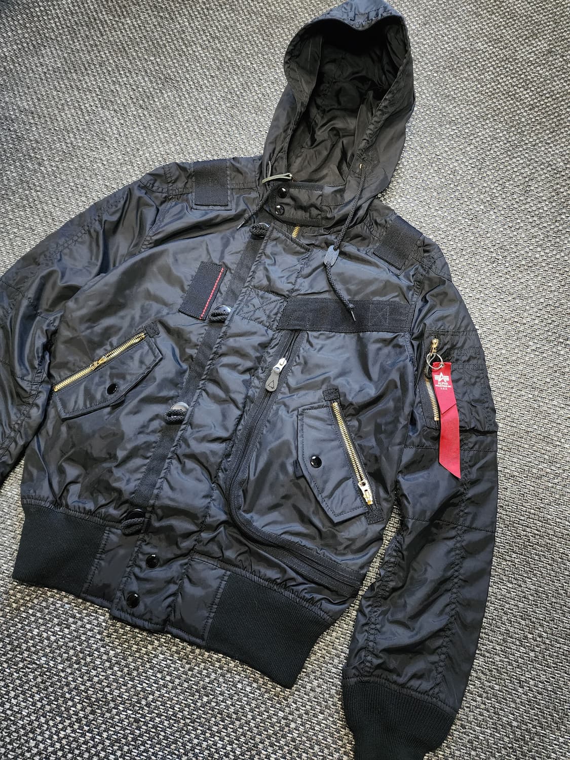 알파인더스트리 후드 MA-1 블랙 항공자켓 상품이미지8