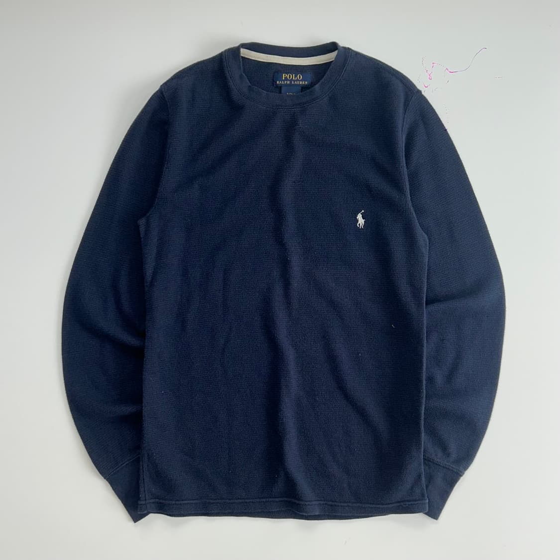 Polo 폴로 화이트 포니 네이비 와플 니트 상품이미지3