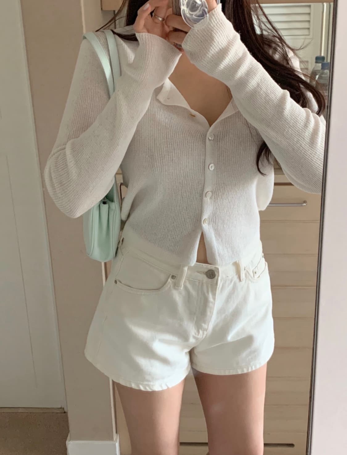 더위시 리즈(leeds) 베이스 슬림 가디건 아이보리 상품이미지6