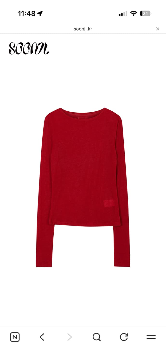 순지울텐셀롱슬리브레드soonji수룩순지티셔츠레드티셔츠 상품이미지2
