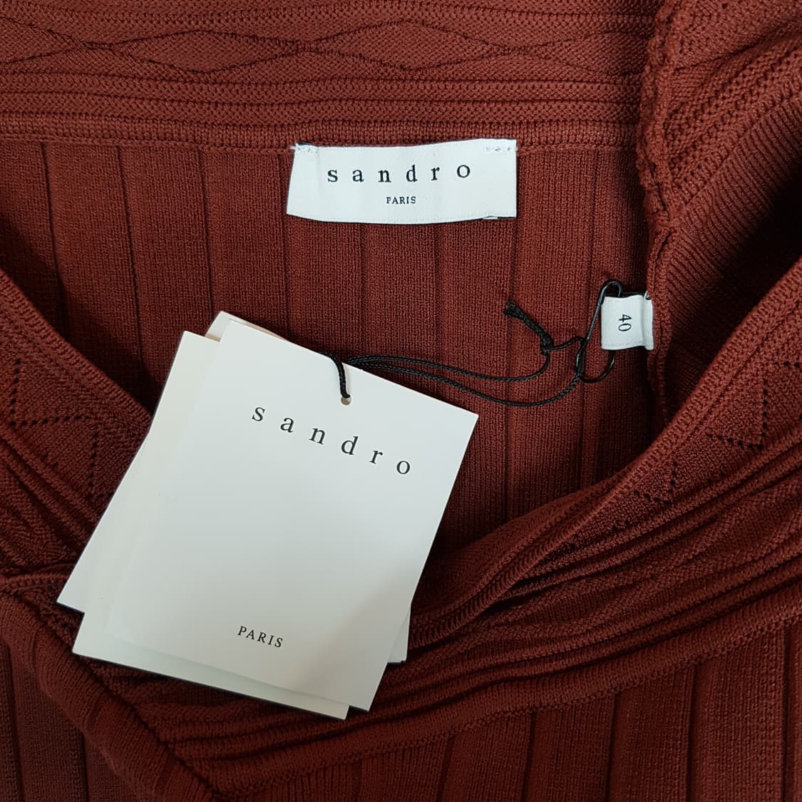 산드로 Sandro 리브 니트 플레어 원피스 40사이즈 상품이미지6