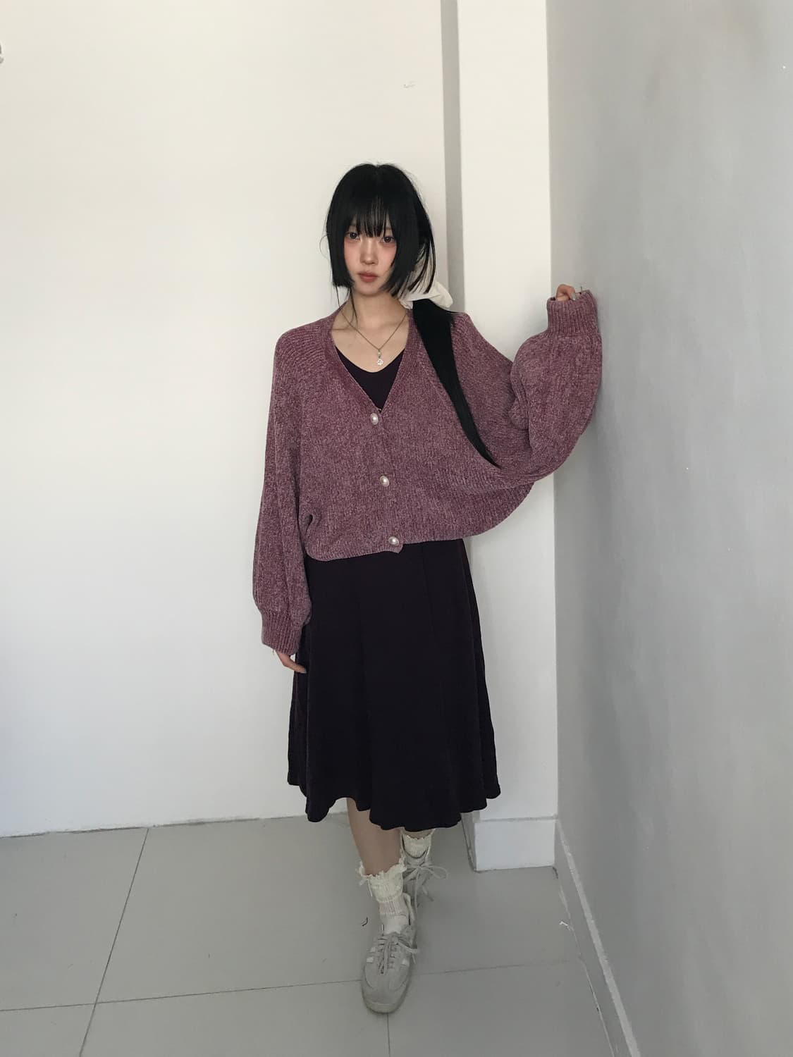 (Vintage)Puff gold button cardigan 상품이미지7