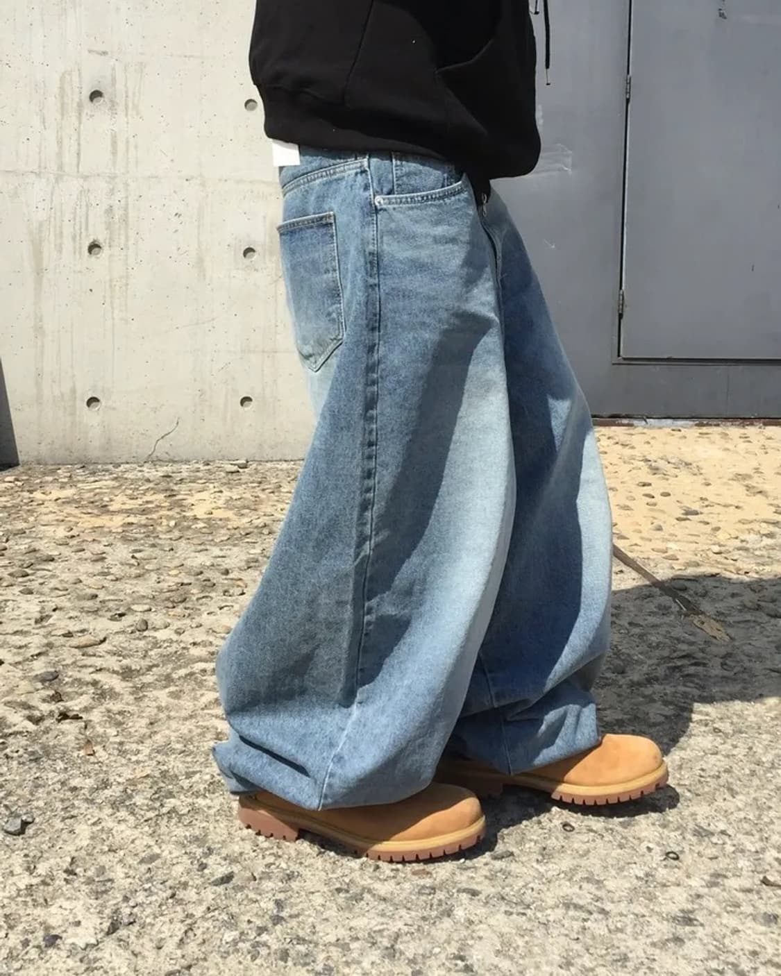 빈티지 스트릿 러프 벌룬 와이드 데님 새깅 팬츠 상품이미지1