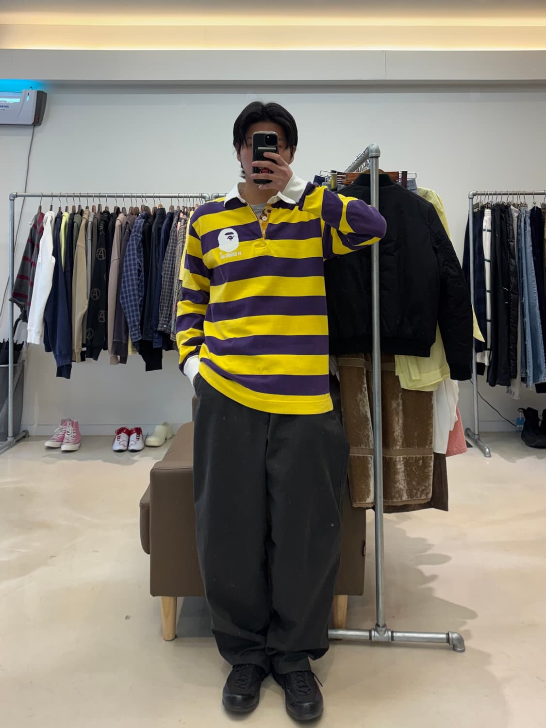 베이프 스트라이프 긴팔 럭비 셔츠 상품이미지7