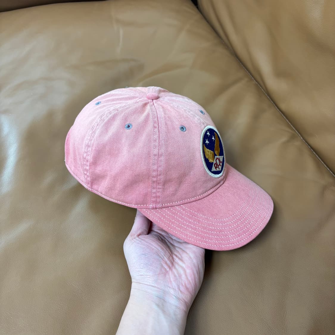 RRL 더블알엘 랄프로렌 폴로 윙로고 6패널 볼캡 모자 워시드 레드 상품이미지3