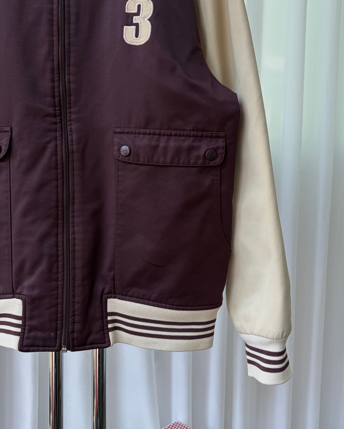 [L]아디다스 올드스쿨 버건디 크림 블루종 자켓 상품이미지6