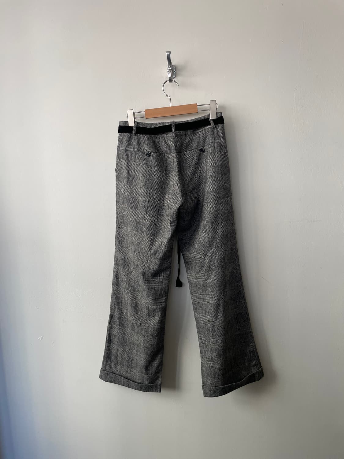 mid rise turn-up wide slacks with belt 상품이미지4