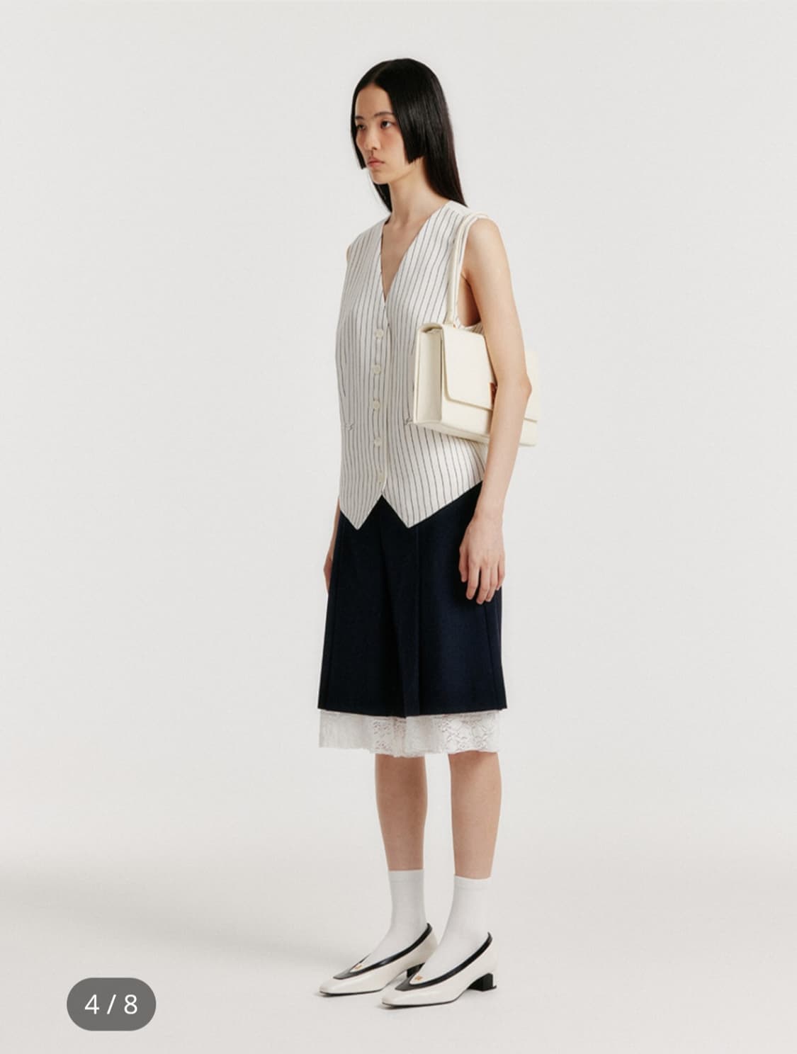 EENK잉크 스트라이프 베스트 자켓 아이보리 상품이미지2