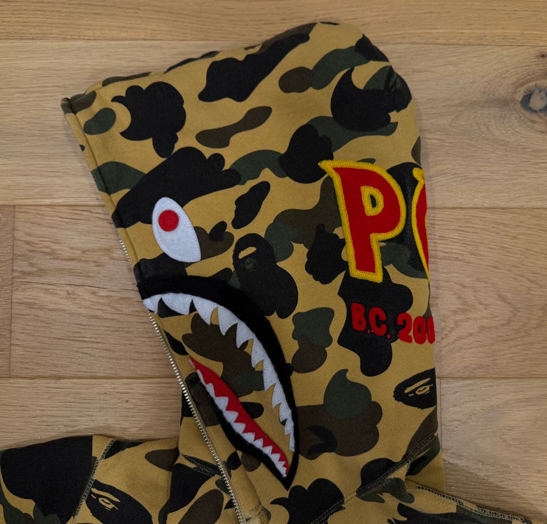 베이프 퍼스트 카모 샤크 풀 집 후드 옐로우 황계 상품이미지3