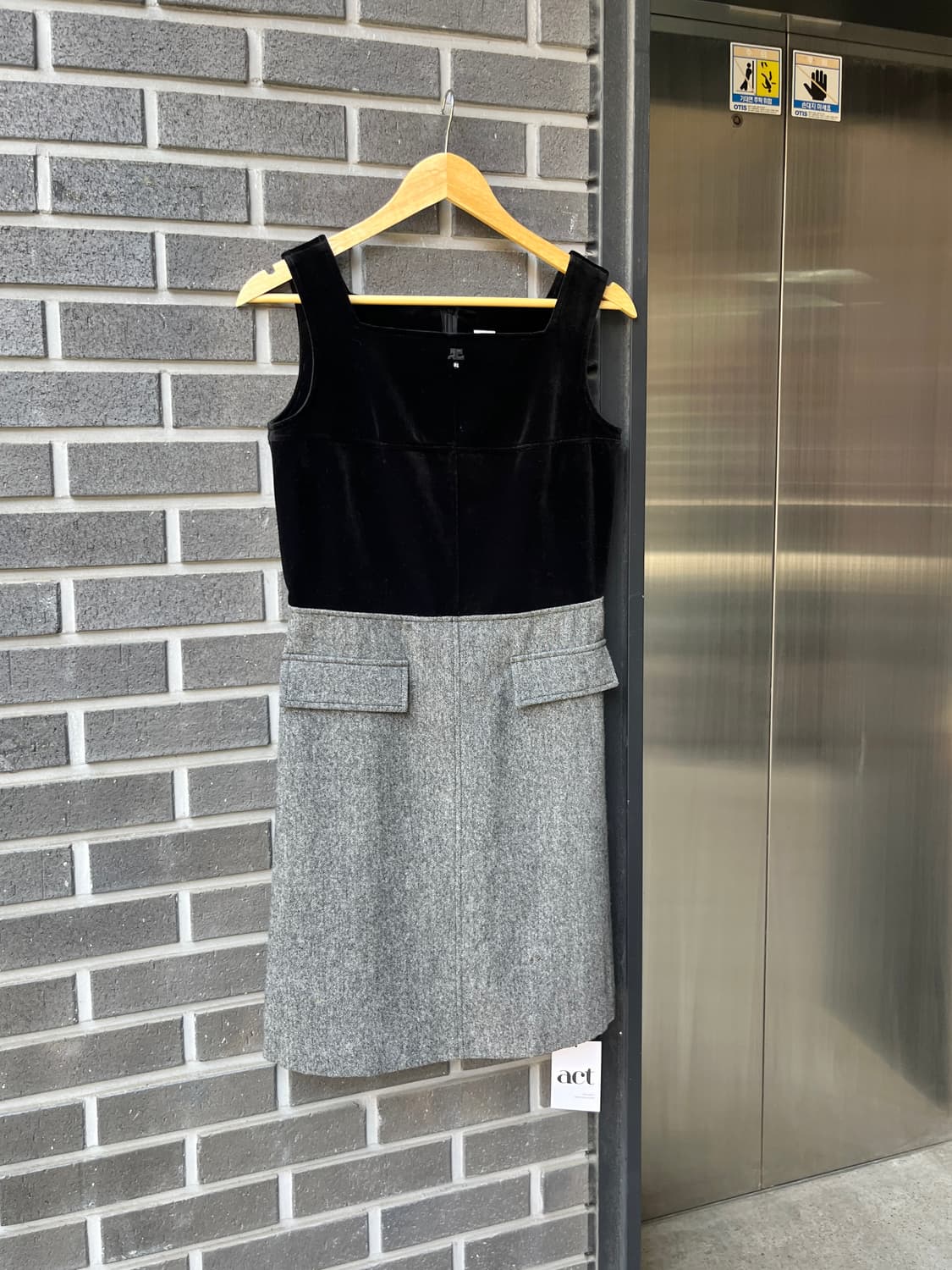 00s Courreges 꾸레쥬 로고 벨벳 원피스 상품이미지1