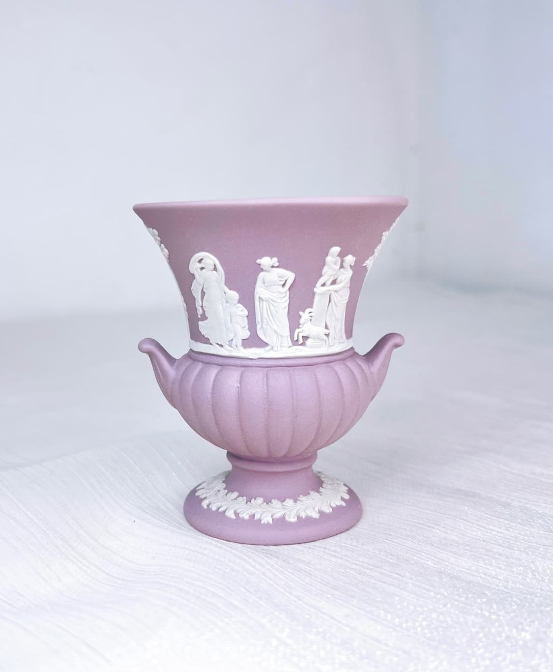 [영국엔틱] 웨지우드 제스퍼웨어 귀달이 도자기 화병 베이스_ 라일락 상품이미지1