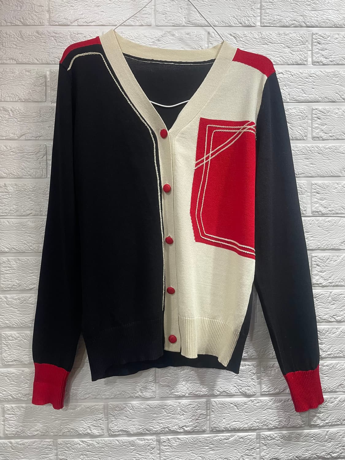 수입 배색 니트가디건 하객룩데이트룩오피스룩출근룩 상품이미지2