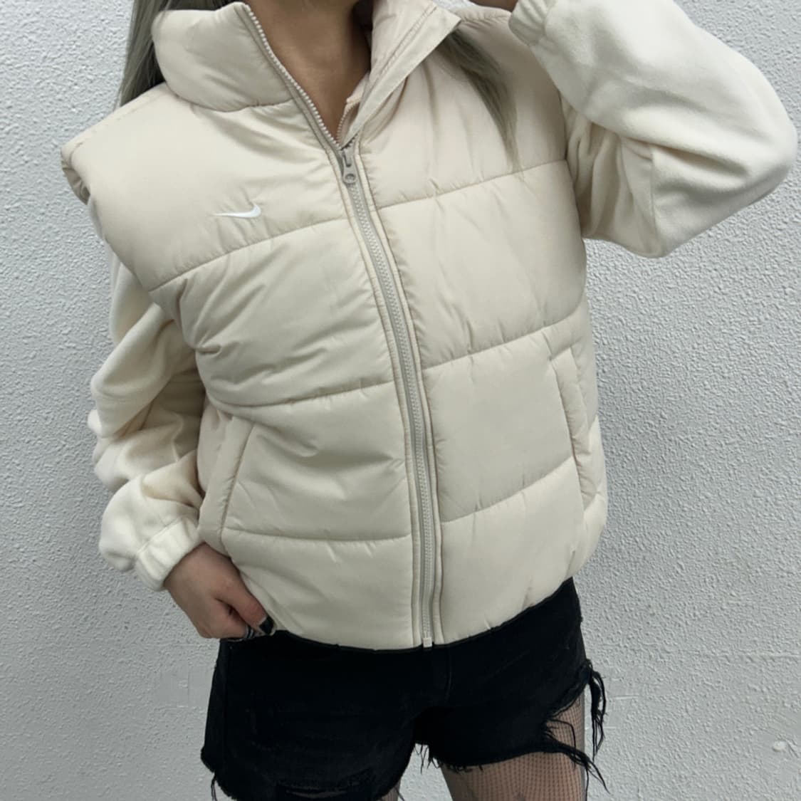 나이키 화이트 로고 아이보리 조끼패딩 L 상품이미지2