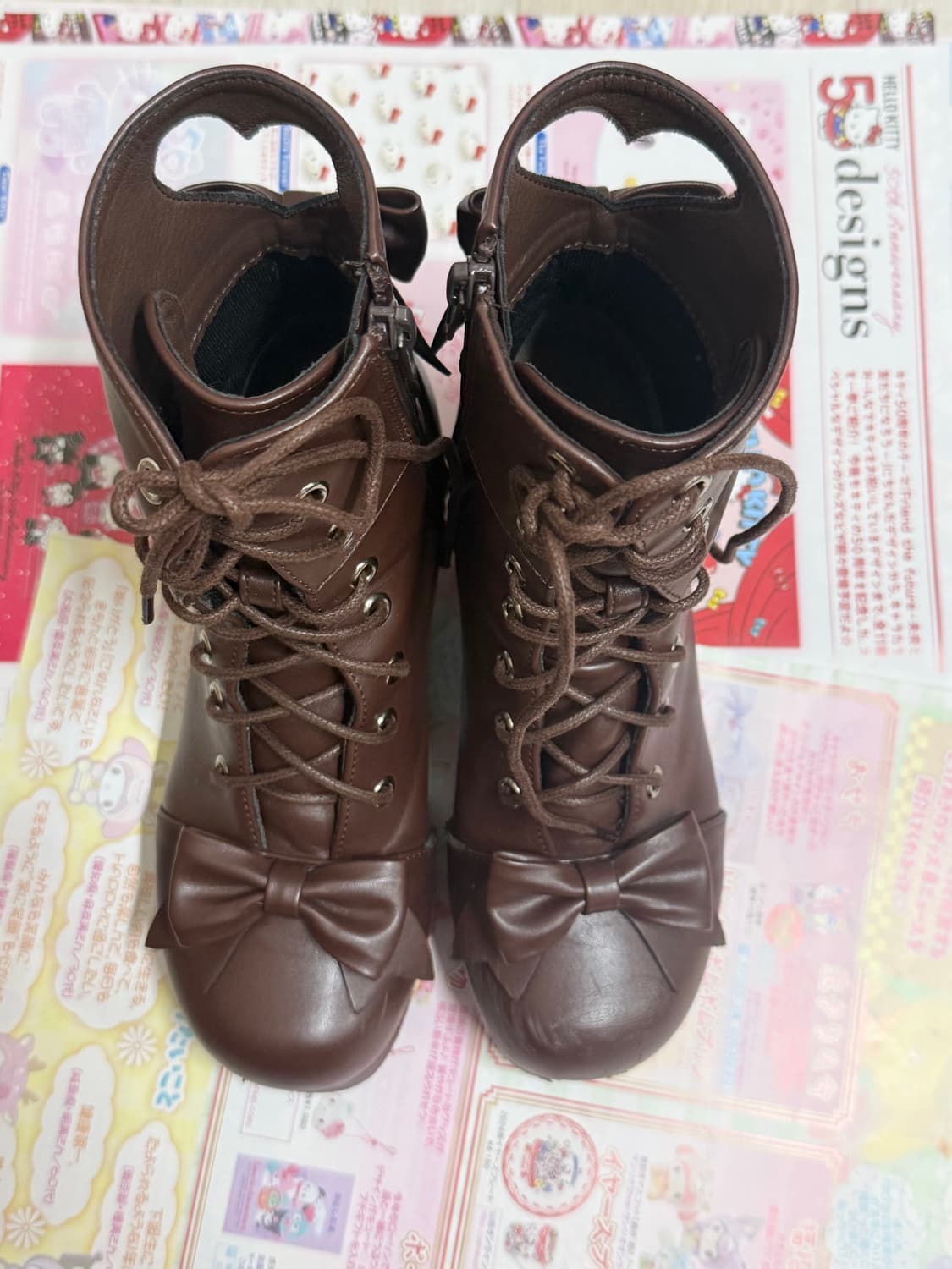 디어리 디마럽 라떼갸루 대대장 왕리본 하트 초코 부츠 235 상품이미지1