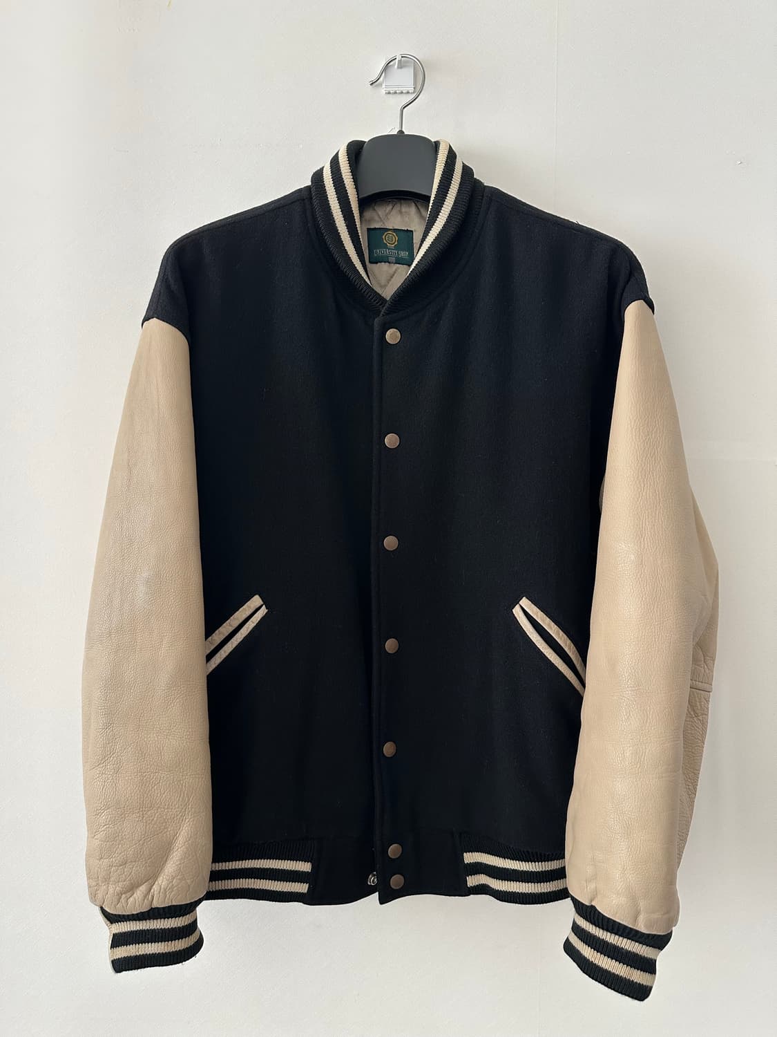 90‘s 일본빈티지 리얼레더 울 바시티자켓 L 상품이미지1