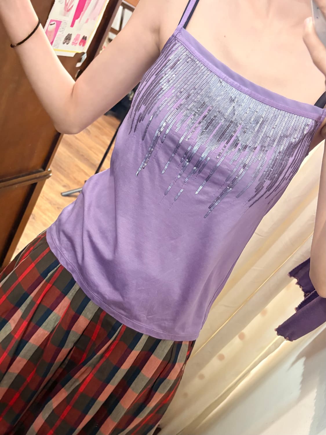jpn vintage purple gliter sleeveless 상품이미지3