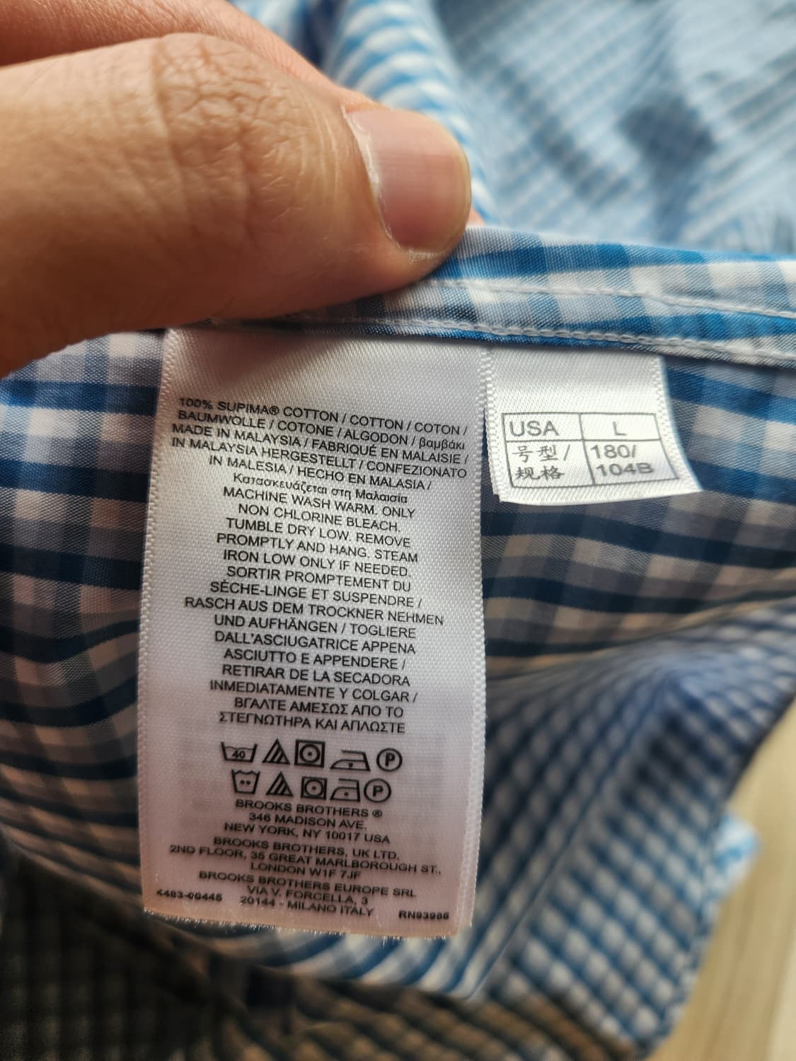 브룩스브라더스 블루 체크 긴팔 셔츠 L 상품이미지3