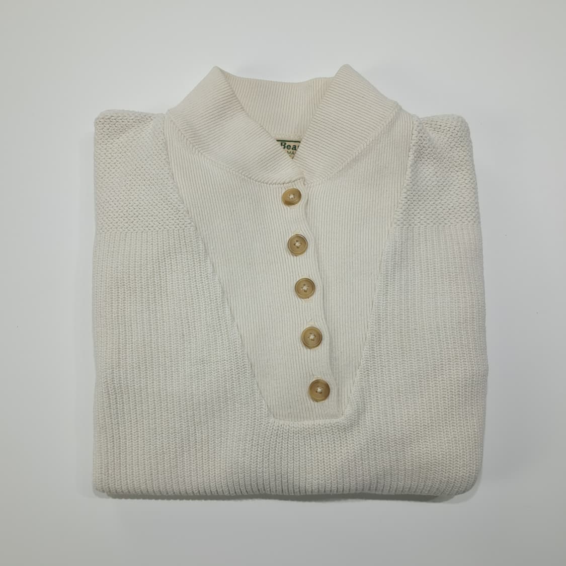 CL039 엘엘빈 미국판 80s그린라벨 믹스니트 아이보리 헨리넥 니트 상품이미지8