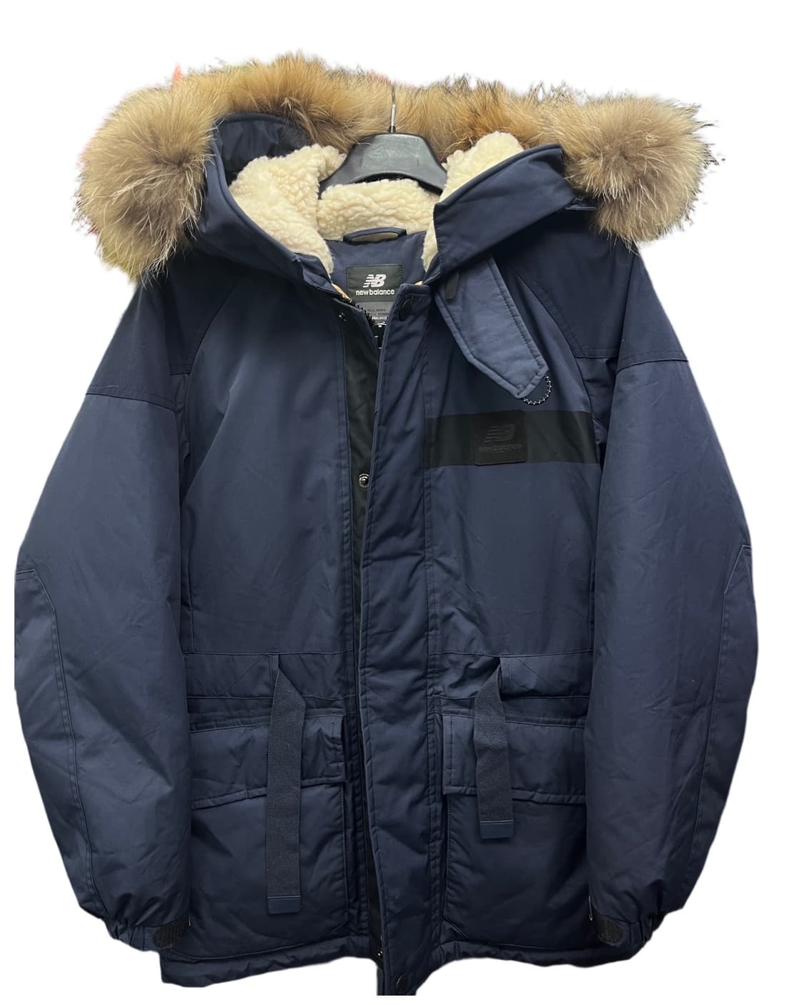 (공용)뉴발란스 네이비 후드 퍼 패딩 상품이미지1