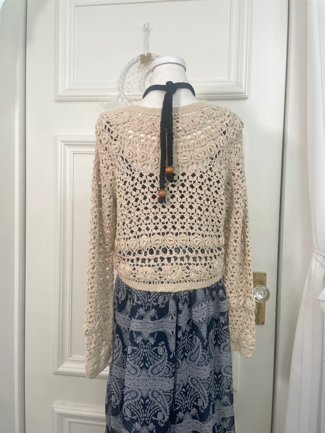 beige crochet bolero cardigan 상품이미지5