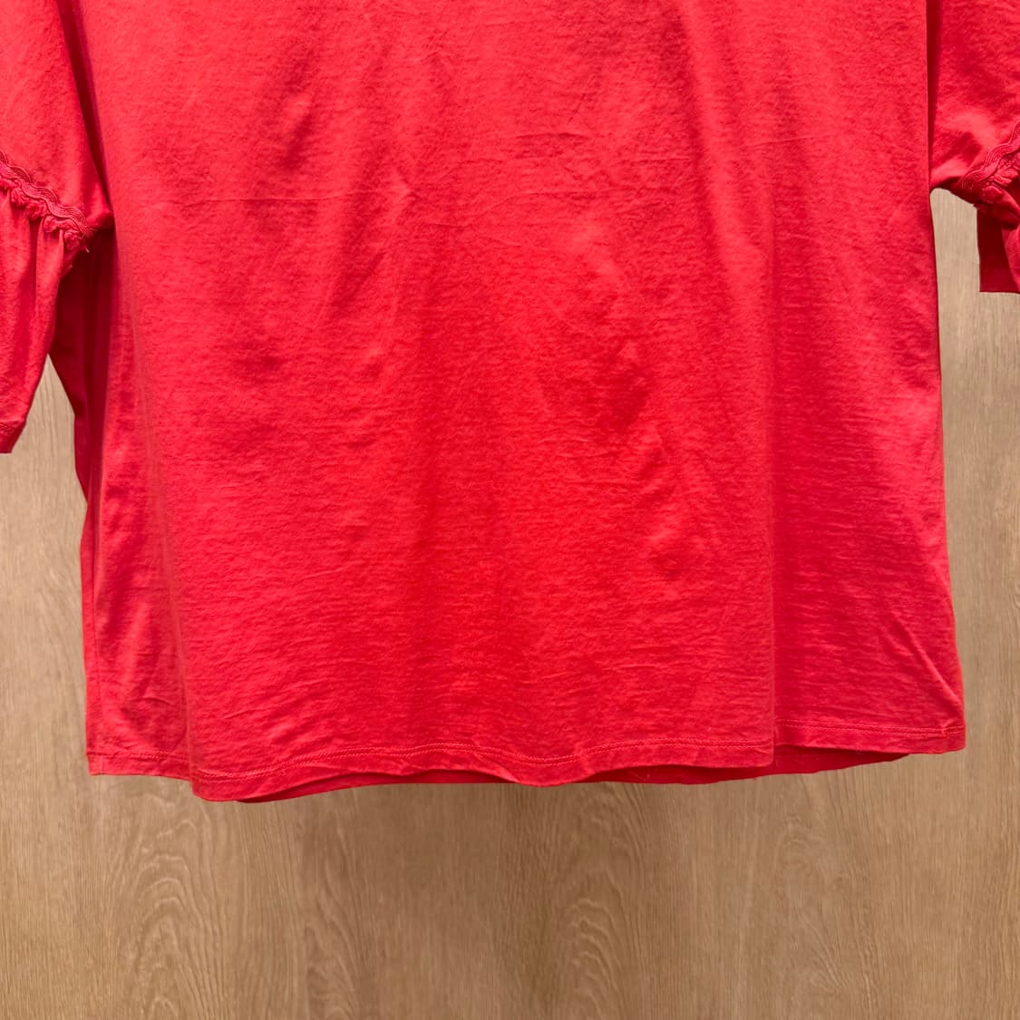 워크엔드 막스마라 슬리브 라운드넥 블라우스 프릴 디테일 레드 상품이미지5