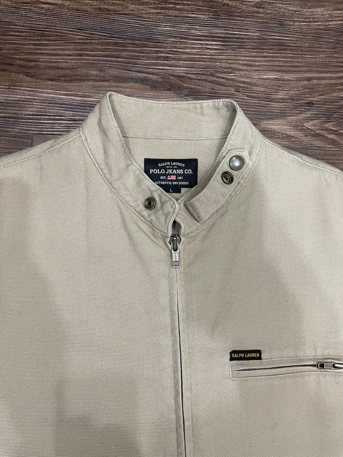 폴로 캔버스 코튼 바이커 자켓 베이지 상품이미지2