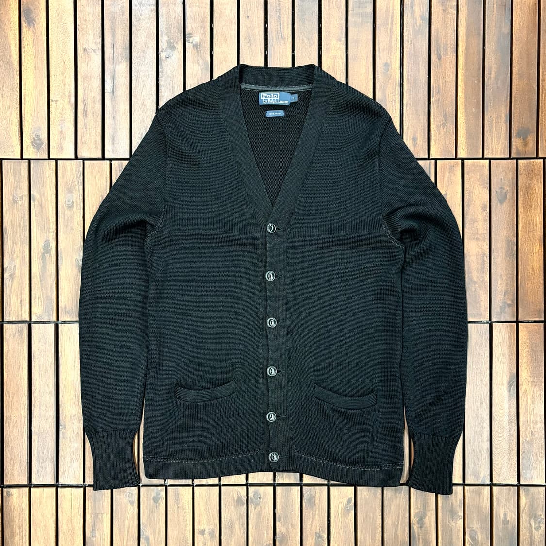 (L) 폴로 랄프로렌 블랙 논포니 헤비코튼 울 가디건 상품이미지1