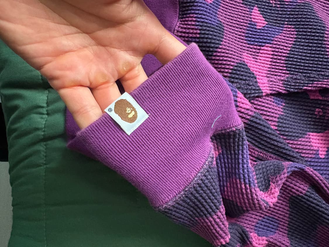 베이프 카모 원포인트컬러 와플 후드집업 상품이미지6