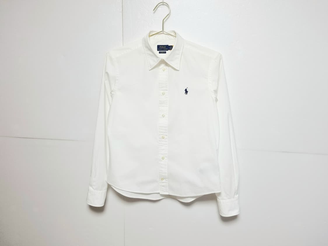 여성 QR인증 폴로 POLO 화이트 흰색 긴팔 셔츠 남방 상품이미지2