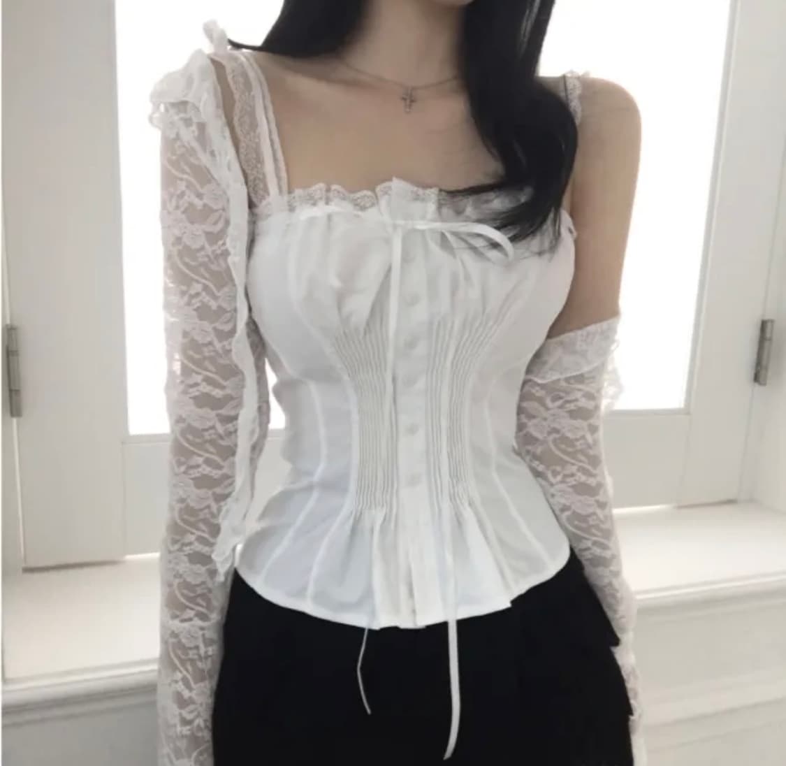 리본 프릴 새틴 나시 상품이미지2