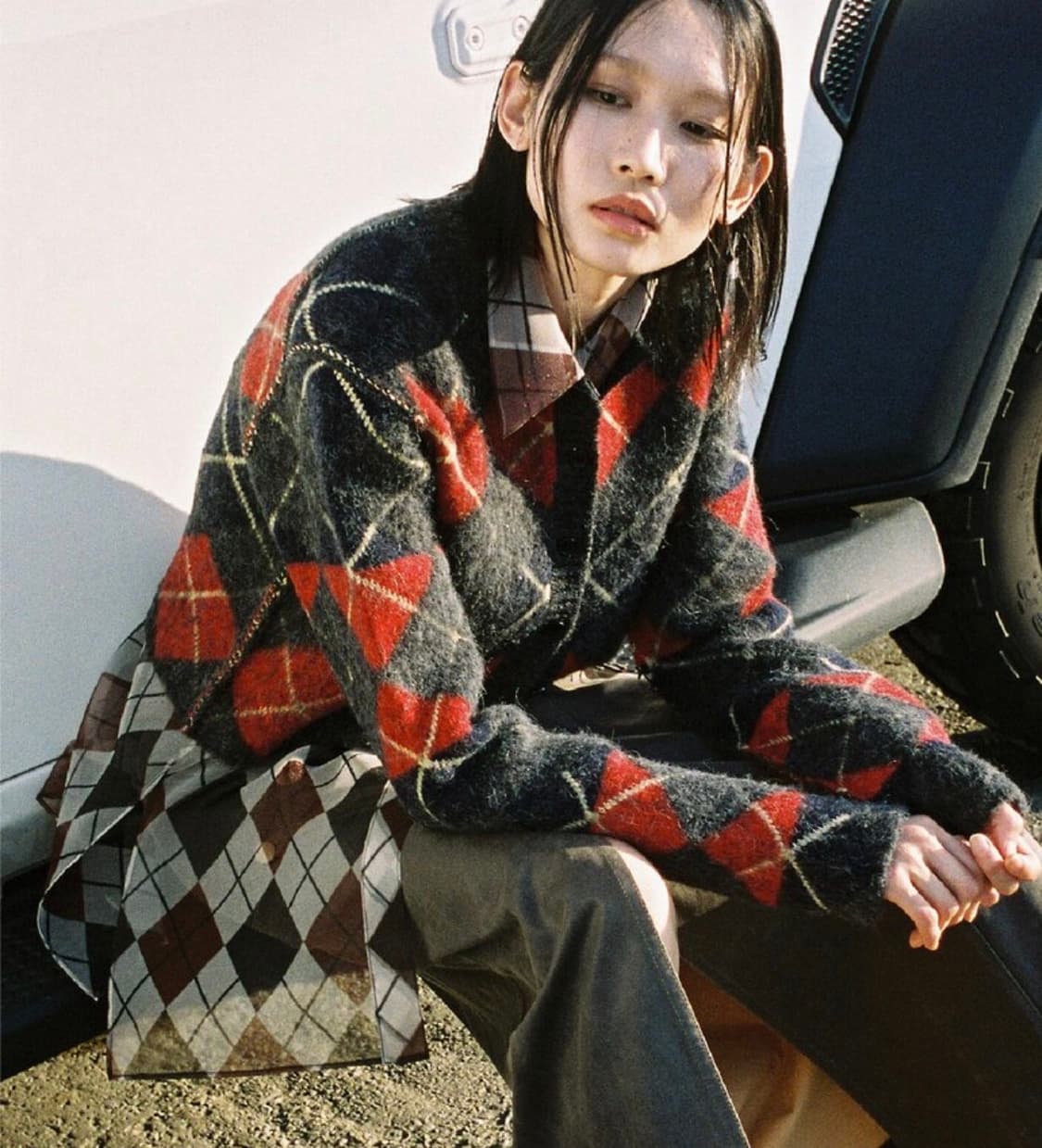 더오픈프로덕트(open yy) 아가일 니트 가디건 상품이미지6