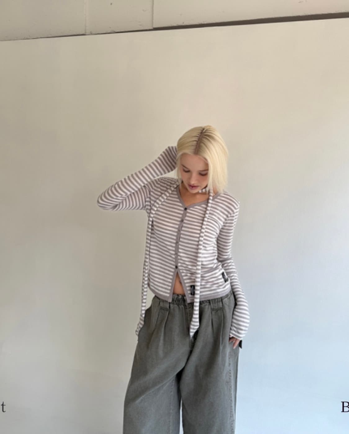 더미스테리어스호텔 스트라이프 가디건 세트 상품이미지2