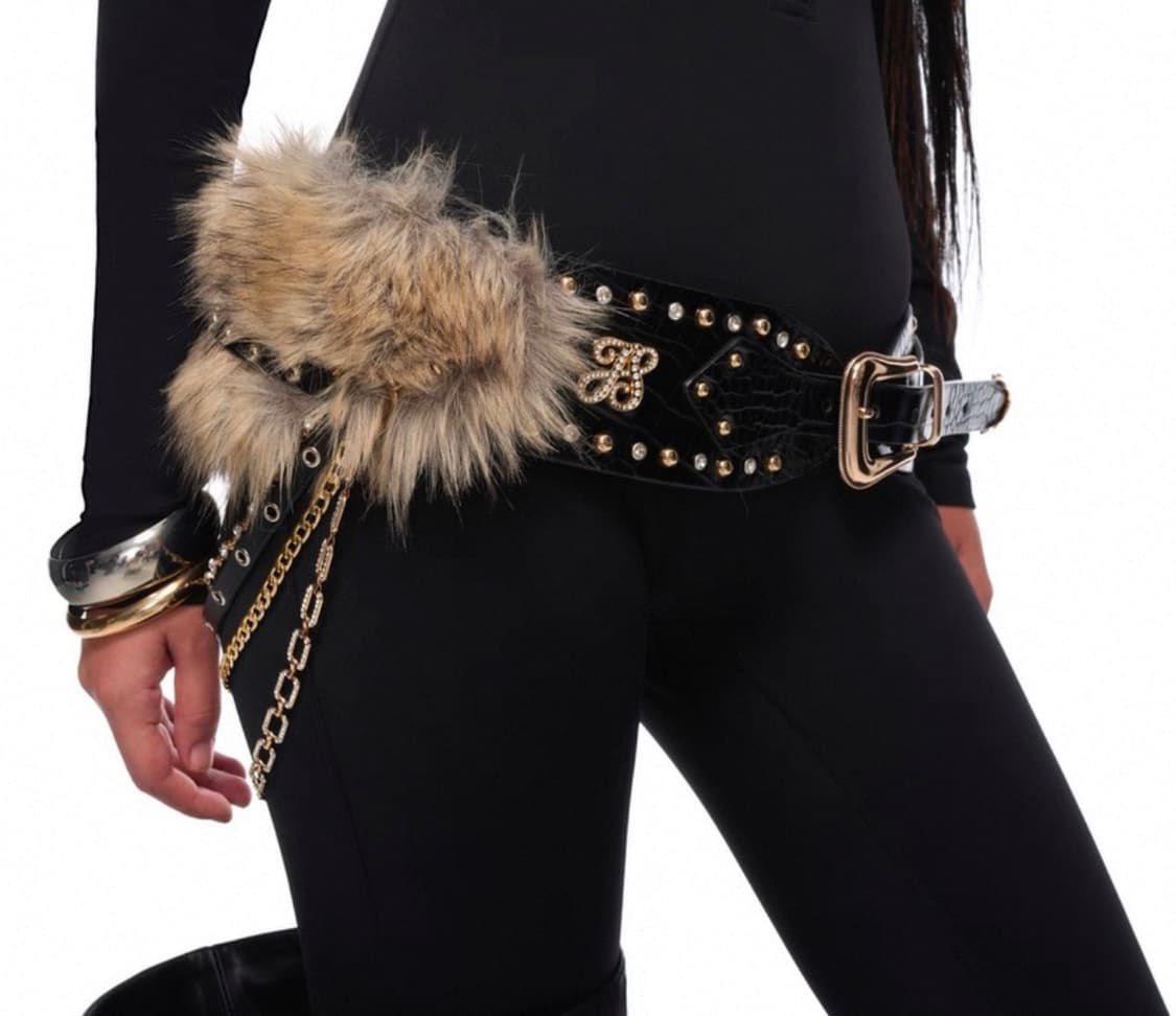 빈티지 Y2K 퍼 털 벨트 갸루 웨스턴 스터드 아일렛 체인 상품이미지4