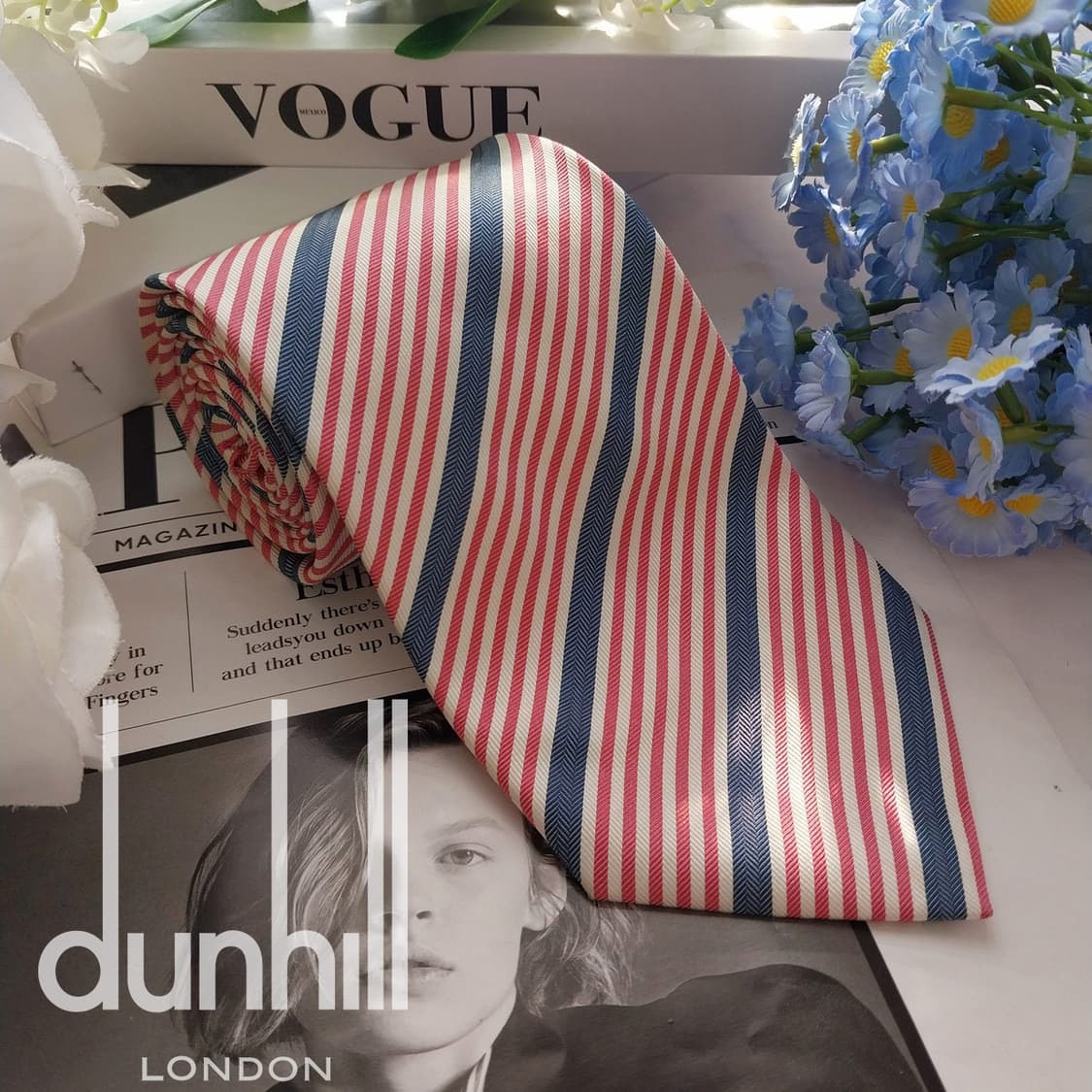 던힐 실크 핑크 스트라이프 넥타이 9.2cm A+~A등급 K1812
 상품이미지2